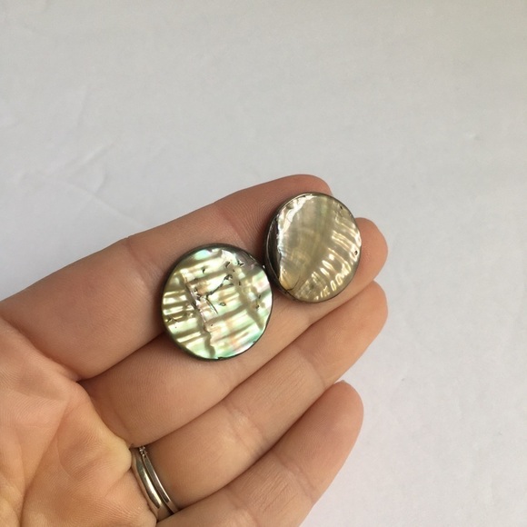 Vintage Sterling Silver Abalone Shell Cuff Links Mexican Made Western Mens - Picture 7 of 8